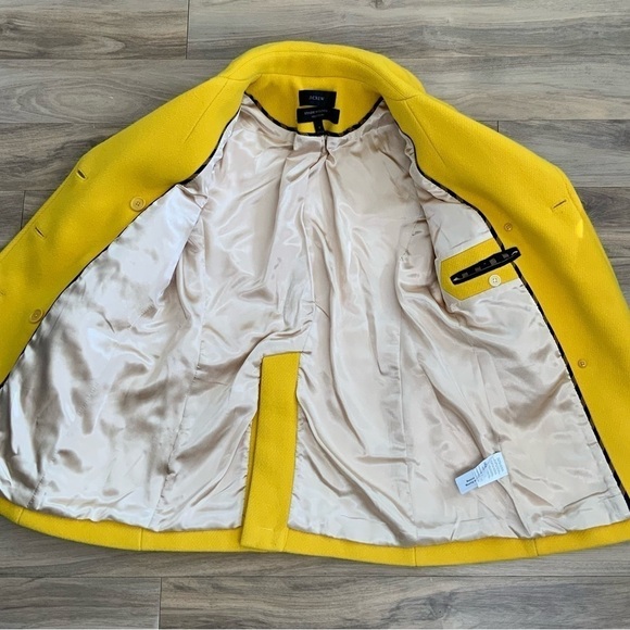 J Crew Stadium Cloth Nello Gori Yellow Pea Coat - Picture 7 of 10